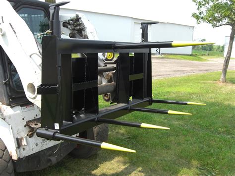 bale spear frame skid steer|skid steer bale fork attachments.